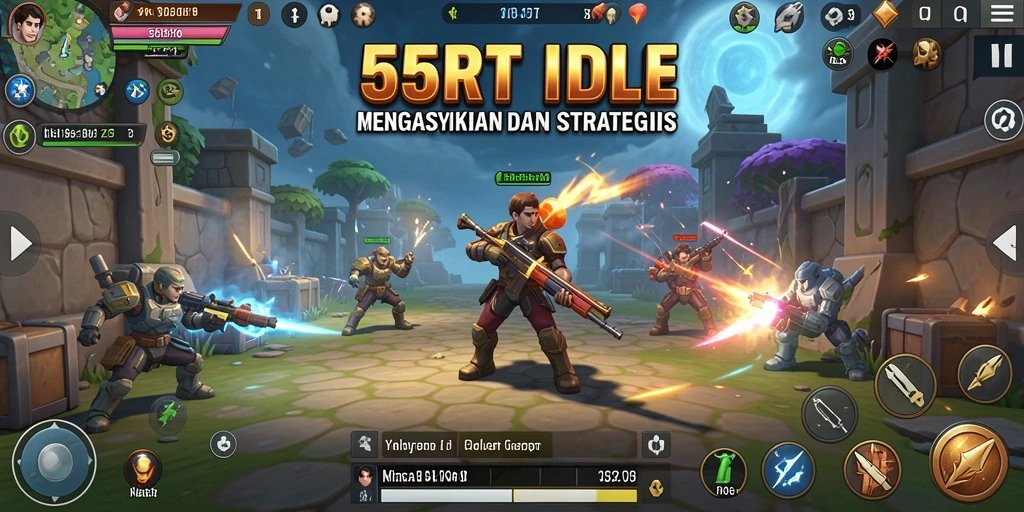 Tangkapan layar gameplay 55RT menunjukkan aksi strategis pemain dalam mode Idle.