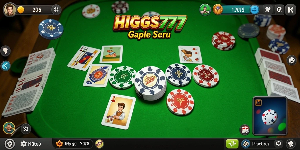 Tampilan gameplay seru HIGGS777 dengan suasana Gaple yang menyenangkan.