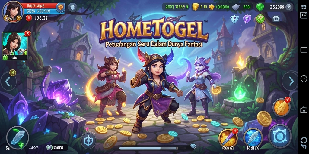 Tampilan gameplay menyenangkan dalam HOMETOGEL dengan suasana petualangan menjadi fokus utama.