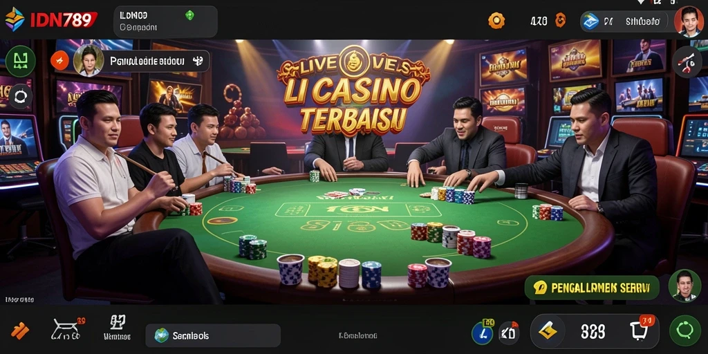 Tampilan gameplay Live Casino yang mendebarkan di IDN789.