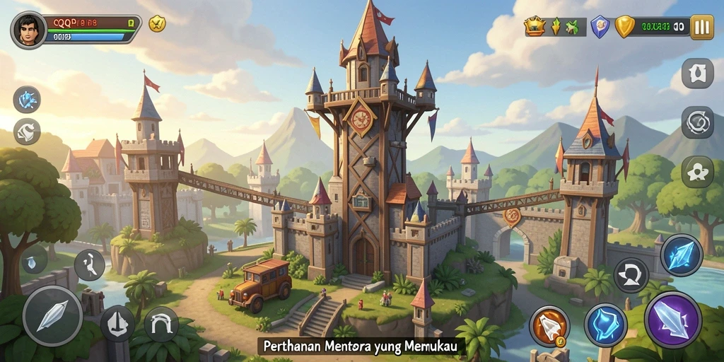 Tampilan gameplay QQRP yang epik dalam kategori Tower Defense.