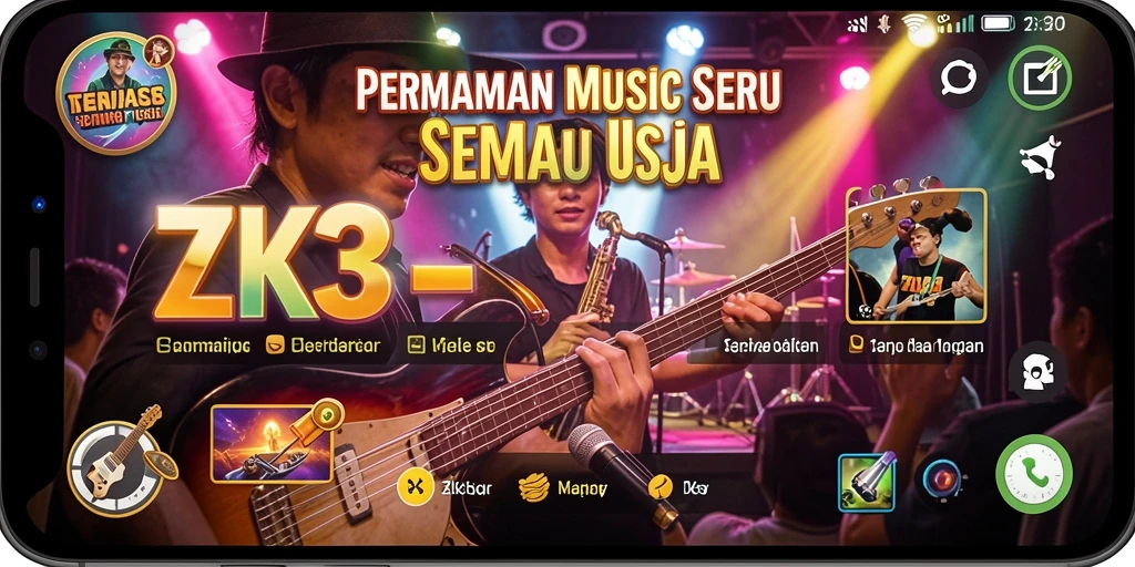 Screenshot ZK3 menampilkan pemain menikmati permainan musik yang seru.
